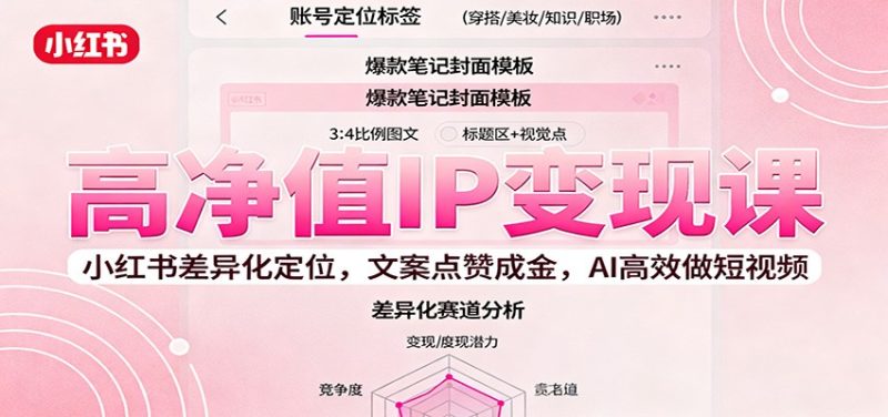 82943e3a4e6c64d8794747c4bdd37add-800x376.jpeg 高净值IP变现课:小红书差异化定位,文案点赞成金, AI高效做短视频