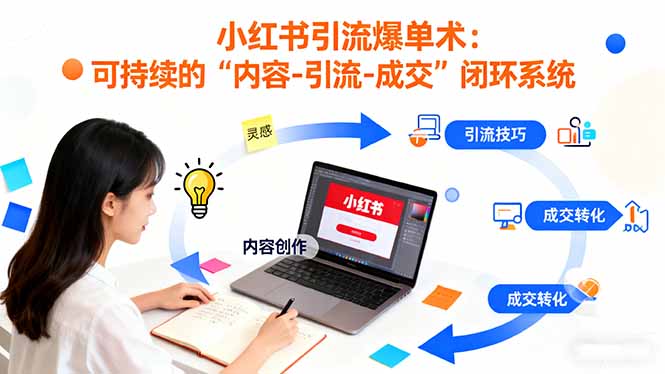 小红书引流爆单术：构建一套低成本 可持续的“内容-引流-成交”闭环系统祝你网-副业赚钱-互联网创业-资源整合祝你网