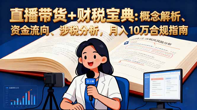 b67289cbdde15b83cff2af77f6e372b5.jpeg 直播带货+财税宝典:概念解析、资金流向、涉税分析,月入10万合规指南