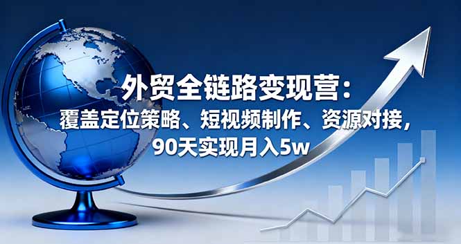 外贸全链路变现营：覆盖定位策略、短视频制作、资源对接，90天实现月入5w祝你网-副业赚钱-互联网创业-资源整合祝你网