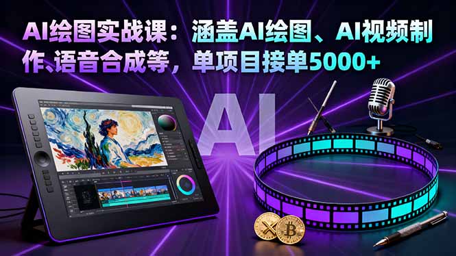 AI绘图实战课：涵盖AI绘图、AI视频制作、语音合成等，单项目接单5000+祝你网-副业赚钱-互联网创业-资源整合祝你网