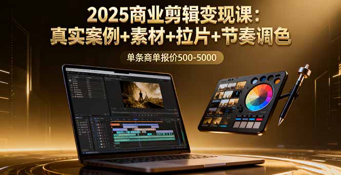 2025商业剪辑变现课：真实案例+素材+拉片+节奏调色，单条商单报价500-5000祝你网-副业赚钱-互联网创业-资源整合祝你网