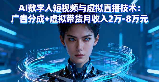AI数字人短视频与虚拟直播技术：广告分成+虚拟带货月收入2万-8万元祝你网-副业赚钱-互联网创业-资源整合祝你网
