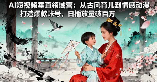 AI短视频垂直领域营：从古风育儿到情感动漫，打造爆款账号,日播放量破百万祝你网-副业赚钱-互联网创业-资源整合祝你网