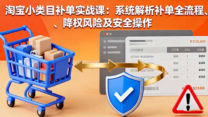 淘宝小类目补单实战课：系统解析补单全流程、降权风险及安全操作祝你网-副业赚钱-互联网创业-资源整合祝你网