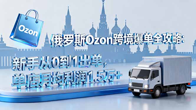 俄罗斯Ozon跨境爆单全攻略：新手从0到1出单，单店月均利润1.5万+祝你网-副业赚钱-互联网创业-资源整合祝你网