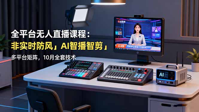 全平台无人直播课程：非实时防风＋AI智播智剪＋多平台矩阵，10月全套技术祝你网-副业赚钱-互联网创业-资源整合祝你网
