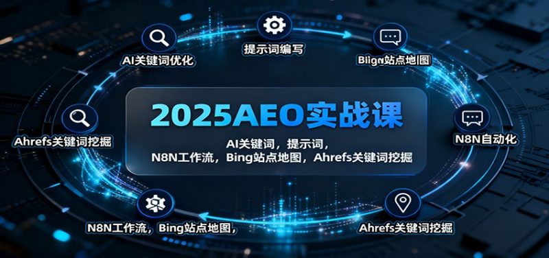 2025AEO实战课：AI关键词，提示词，N8N工作流，Bing站点地图，Ahrefs关键词挖掘祝你网-副业赚钱-互联网创业-资源整合祝你网