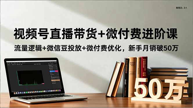 视频号直播带货+微付费进阶课：流量逻辑+微信豆投放+微付费优化，新手月销破50万祝你网-副业赚钱-互联网创业-资源整合祝你网