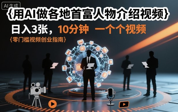 用AI做各地首富人物介绍视频，日入3张，10分钟一个视频祝你网-副业赚钱-互联网创业-资源整合祝你网