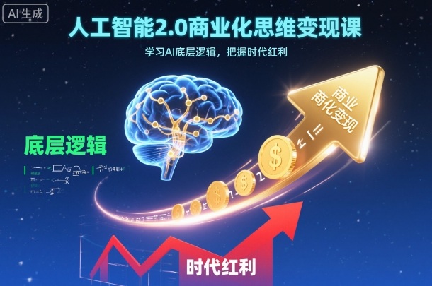 人工智能2.0商业化思维变现课，学习AI底层逻辑，把握时代红利祝你网-副业赚钱-互联网创业-资源整合祝你网