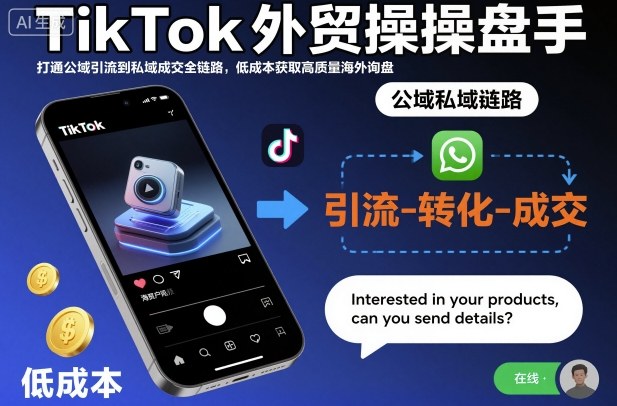 TikTok外贸操盘手，打通公域引流到私域成交全链路，低成本获取高质量海外询盘祝你网-副业赚钱-互联网创业-资源整合祝你网