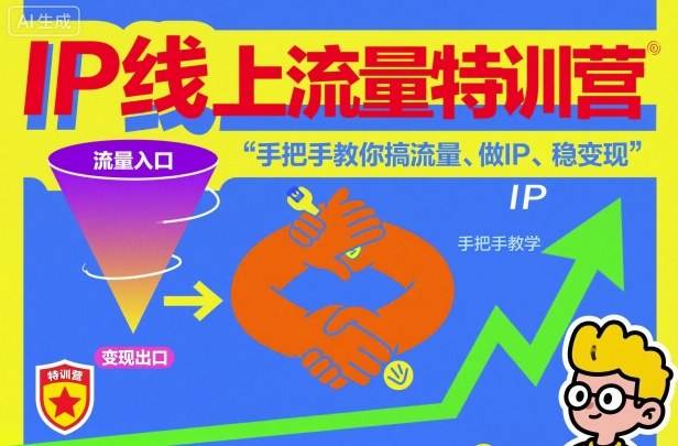 IP线上流量特训营，手把手教你搞流量、做IP、稳变现祝你网-副业赚钱-互联网创业-资源整合祝你网