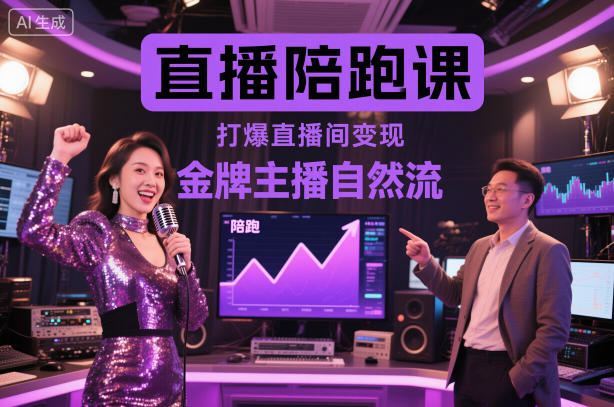 直播陪跑课，金牌主播自然流打爆直播间，复制高变现玩法祝你网-副业赚钱-互联网创业-资源整合祝你网