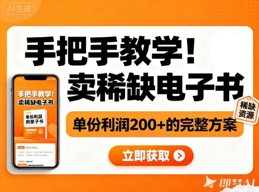 手把手教学！在小红书卖稀缺电子书，单份利润2张+的完整方案祝你网-副业赚钱-互联网创业-资源整合祝你网