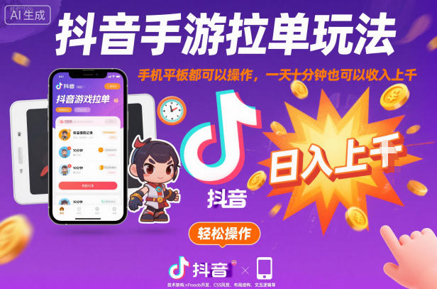 1-283.jpg 抖音手游拉单玩法,手机平板都可以操作,一天十分钟也可以收入上K