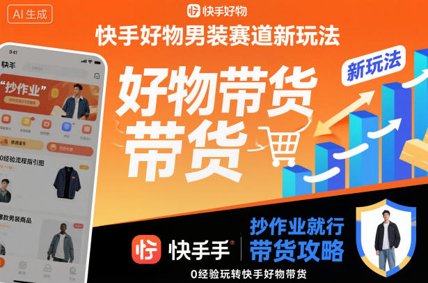 快手好物男装赛道新玩法，抄作业就行，0经验玩转快手好物带货祝你网-副业赚钱-互联网创业-资源整合祝你网
