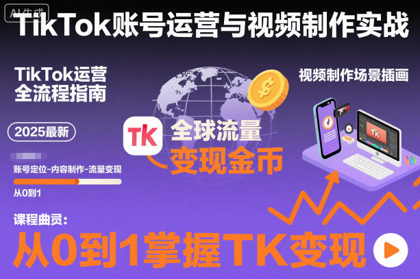2025最新TikTok账号运营与视频制作实战全流程，从0到1掌握TK变现（含11月最新TK搬运技术）祝你网-副业赚钱-互联网创业-资源整合祝你网