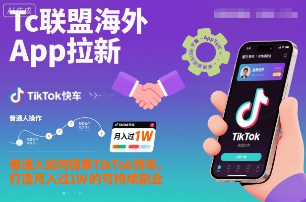 Tc联盟海外App拉新：普通人如何搭乘TikTok快车，打造月入过1W的可持续副业祝你网-副业赚钱-互联网创业-资源整合祝你网