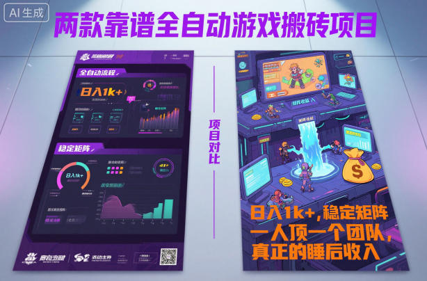 两款靠谱全自动游戏搬砖项目，日入1k+，稳定可矩阵，一人顶一个团队，真正的睡后收入祝你网-副业赚钱-互联网创业-资源整合祝你网