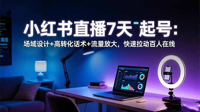 小红书直播7天起号：场域设计+高转化话术+流量放大，快速拉动百人在线祝你网-副业赚钱-互联网创业-资源整合祝你网