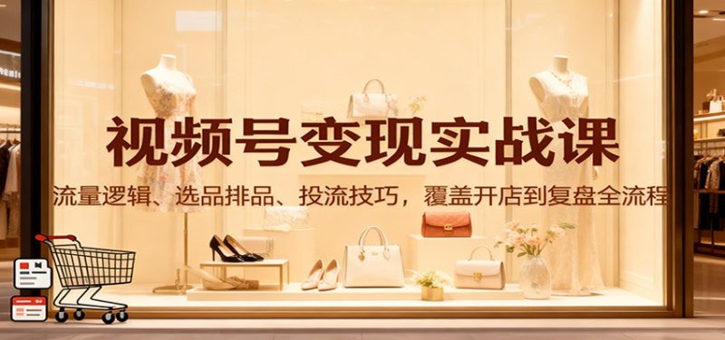 视频号变现实战课：流量逻辑、选品排品、投流技巧，覆盖开店到复盘全流程祝你网-副业赚钱-互联网创业-资源整合祝你网