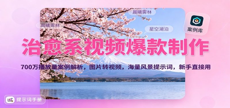 治愈系视频爆款制作，700万播放量案例解析，图片转视频，海量风景提示词，新手直接用祝你网-副业赚钱-互联网创业-资源整合祝你网