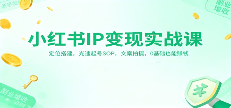 小红书IP变现实战课：定位搭建，光速起号SOP，文案拍摄，0基础也能赚钱祝你网-副业赚钱-互联网创业-资源整合祝你网