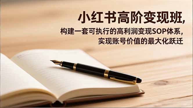 小红书高阶变现班，构建一套可执行的高利润变现SOP体系，实现账号价值的最大化跃迁祝你网-副业赚钱-互联网创业-资源整合祝你网