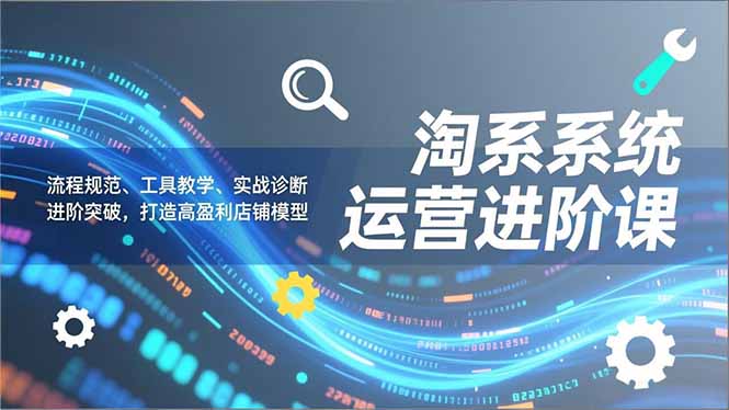 淘系系统运营进阶课2.0，流程规范、工具教学、实战诊断，进阶突破，打造高盈利店铺模型祝你网-副业赚钱-互联网创业-资源整合祝你网