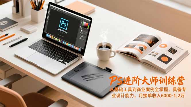 PS进阶大师训练营，从基础工具到商业案例全掌握，具备专业设计能力，月接单收入6000-1.2万祝你网-副业赚钱-互联网创业-资源整合祝你网