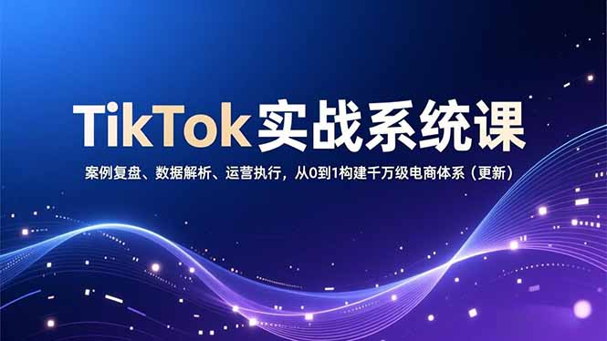 TikTok实战系统课，案例复盘、数据解析、运营执行，从0到1构建千万级电商体系(更新祝你网-副业赚钱-互联网创业-资源整合祝你网