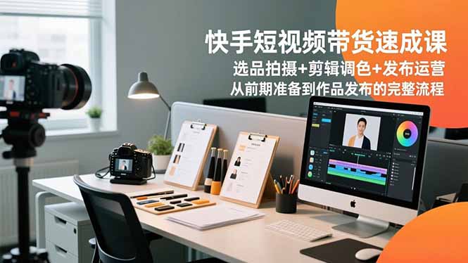 快手短视频带货速成课，选品拍摄+剪辑调色+发布运营，从前期准备到作品发布的完整流程祝你网-副业赚钱-互联网创业-资源整合祝你网