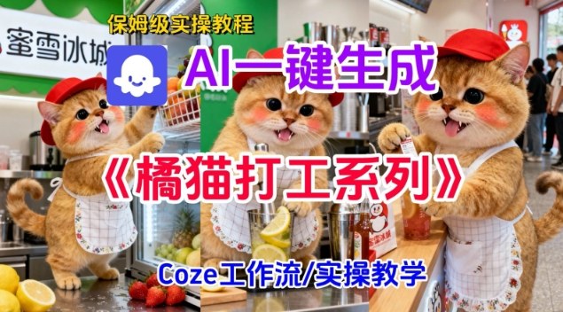 Coze扣子工作流一键生成胖橘猫打工短视频，保姆级实操搭建教学祝你网-副业赚钱-互联网创业-资源整合祝你网