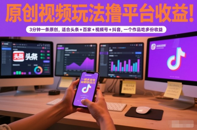 1-211.jpg 原创视频玩法撸平台收益,3分钟一条原创,适合头条+百家+视频号+抖音,一个作品吃多份收益