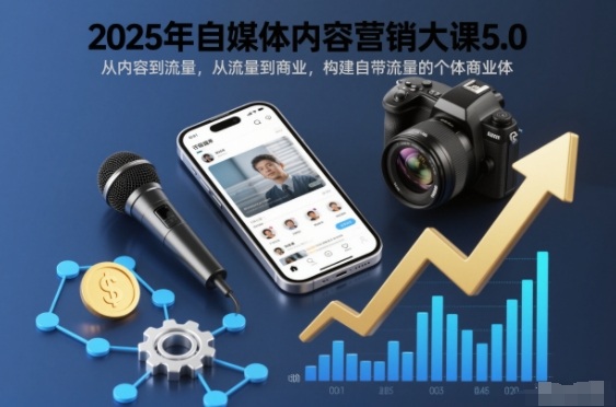 2025年自媒体内容营销大课5.0，从内容到流量，从流量到商业，构建自带流量的个体商业体祝你网-副业赚钱-互联网创业-资源整合祝你网