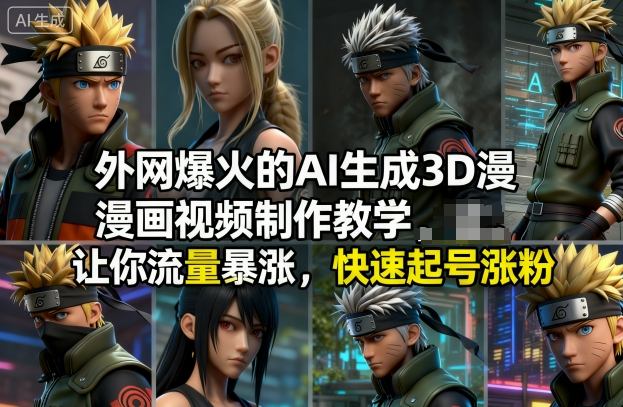 外网爆火的AI生成3D漫画视频制作教学，让你流量暴涨，快速起号涨粉！祝你网-副业赚钱-互联网创业-资源整合祝你网