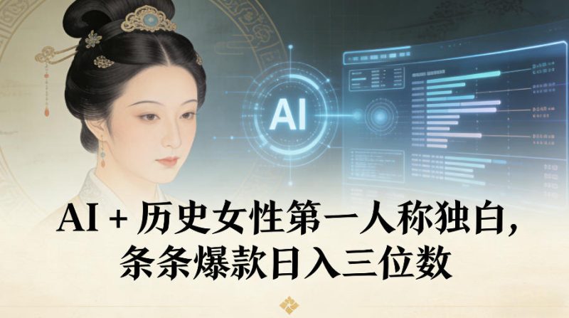 AI+历史女性第一人称独白，条条爆款日入三位数祝你网-副业赚钱-互联网创业-资源整合祝你网