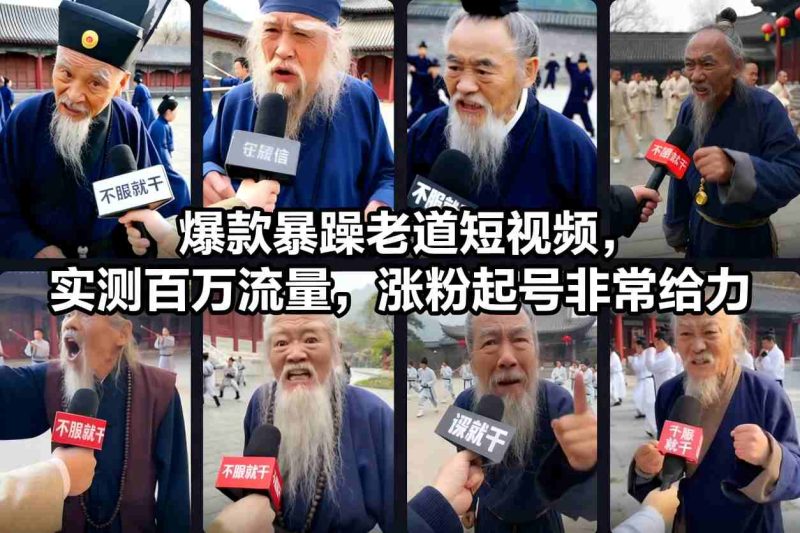 爆款暴躁老道短视频，实测百万流量，涨粉起号非常给力祝你网-副业赚钱-互联网创业-资源整合祝你网