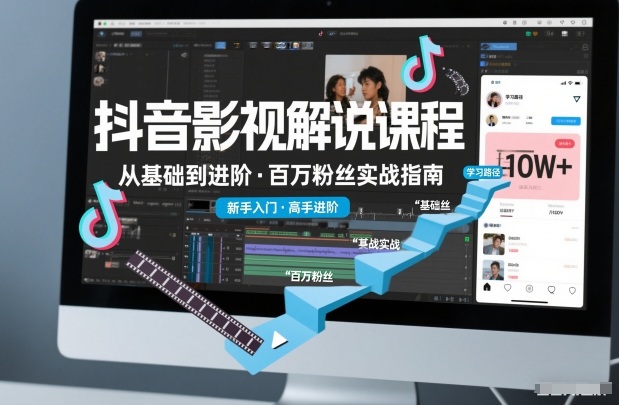 抖音百万粉丝影视解说课程，基础到进阶课，适合新手和进阶学习祝你网-副业赚钱-互联网创业-资源整合祝你网