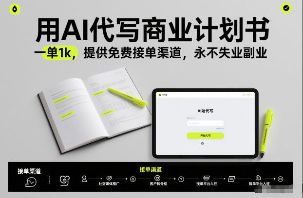 用AI代写商业计划书，一单1k，提供免费接单渠道，永不失业副业祝你网-副业赚钱-互联网创业-资源整合祝你网