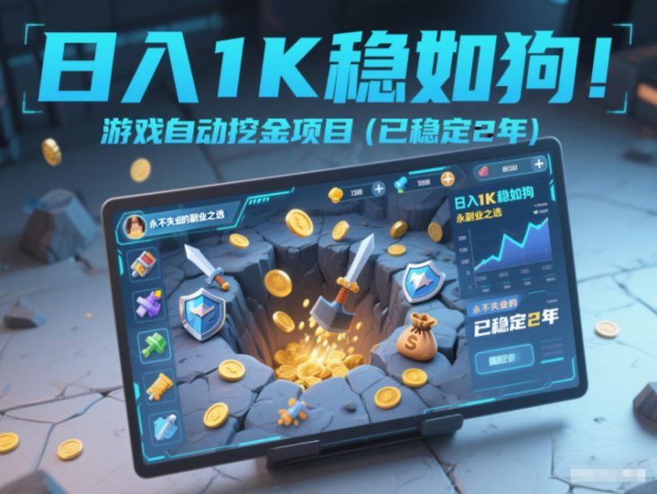 日入1K稳如狗！游戏自动挖金项目（已稳定2年），永不失业的副业之选【揭秘】祝你网-副业赚钱-互联网创业-资源整合祝你网