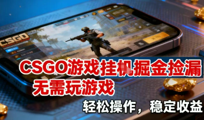 CSGO游戏挂G掘金捡漏，不需要玩游戏，操作简单，收益稳定祝你网-副业赚钱-互联网创业-资源整合祝你网