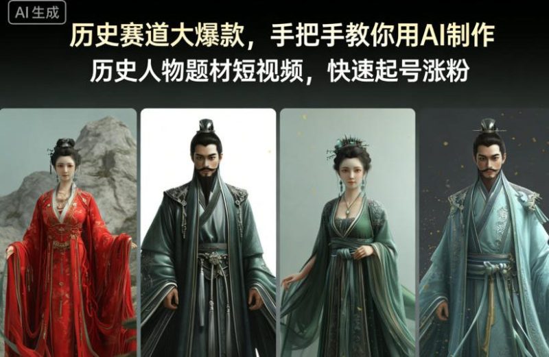 历史赛道大爆款，手把手教你用AI制作历史人物题材短视频，快速起号涨粉祝你网-副业赚钱-互联网创业-资源整合祝你网