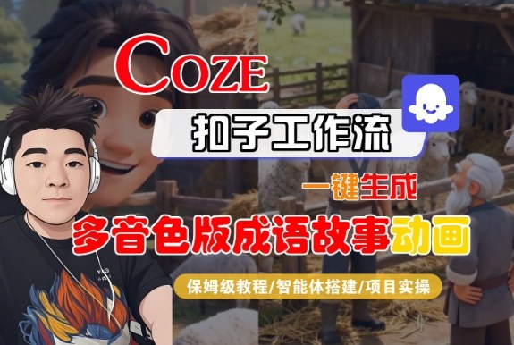 Coze扣子智能体工作流一键生成“多音色版成语故事“动画，全流程保姆级教学祝你网-副业赚钱-互联网创业-资源整合祝你网