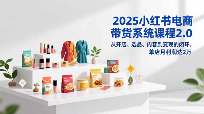2025小红书电商带货系统课程2.0，从开店、选品、内容到变现的闭环，单店月利润达2万祝你网-副业赚钱-互联网创业-资源整合祝你网