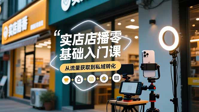 实体店播零基础入门课，实体店+短视频+直播+微信生态+私域社群，从流量获取到私域转化祝你网-副业赚钱-互联网创业-资源整合祝你网