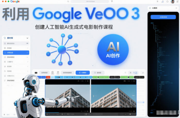 利l用Google Veo 3创建人工智能AI生成式电影制作课程，使用人工智能的力量创建令人惊叹的视频祝你网-副业赚钱-互联网创业-资源整合祝你网