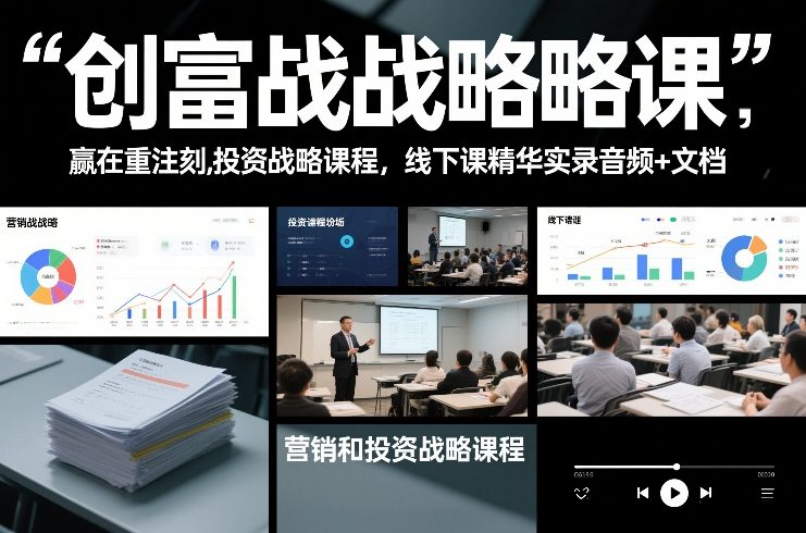 创富战略课，赢在重注时刻，营销和投资战略课程，线下课精华实录音频+文档祝你网-副业赚钱-互联网创业-资源整合祝你网