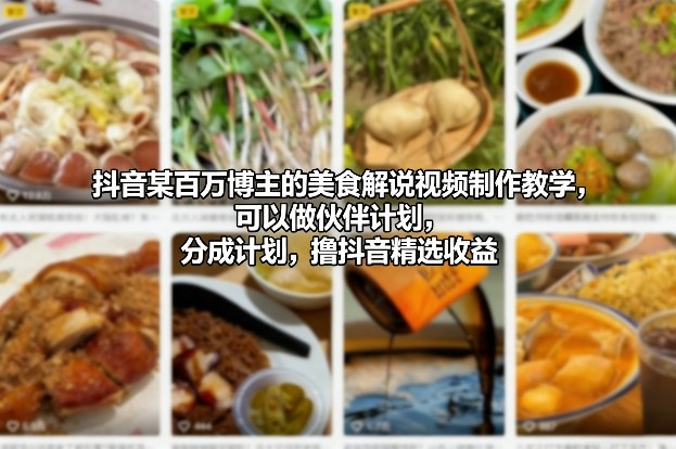 1-233-1.jpg 抖音某百万博主的美食解说视频制作教学,可以做伙伴计划,分成计划,撸抖音精选收益(更新)